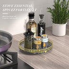AMH 10-Inch Green Marble Lazy Susan with Gold Frame - Image 5