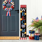 4th of July Welcome Sign with LED Lights, 47" Patriotic Wooden Door Porch Standing Decor Signs, Independence Day 250th Front Door Porch Decor, Memorial Day Home Yard Party Wall Hanging Decoration by CPCDACSK