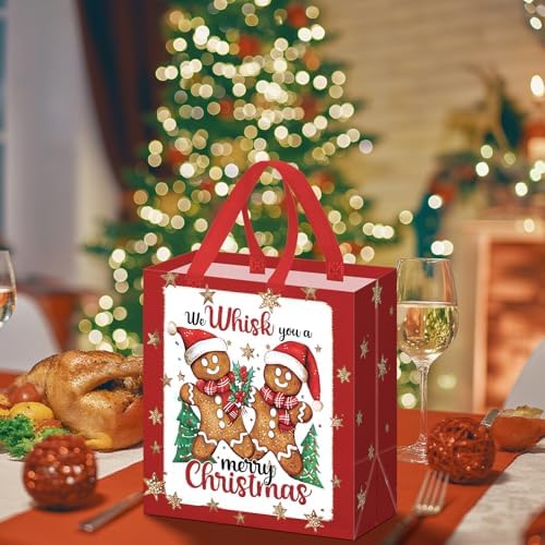 Wesnoy 48 Pcs Large Christmas Gingerbread Man Gift Bags Bulk with Handles - Image 4