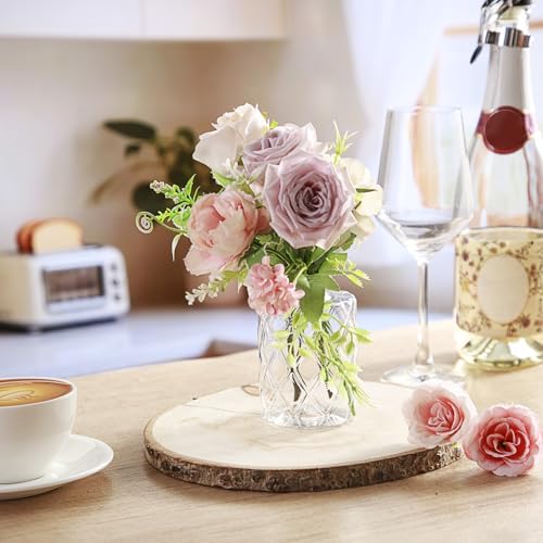 Honeydak Set of 24 Plastic Mini Bud Vases, Vintage Clear Decorative Vases Bulk for Table Centerpieces, Wedding Reception, Baby Shower, Home Decor, Housewarming Gift(Geo-Diamond) - Image 3