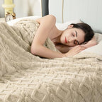 Aganear Fleece Throw Blanket for Bed Couch 90"x108" Khaki - Image 2