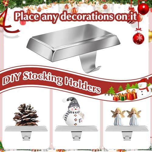 Christmas Stocking Holders for Mantle Set of 6 Silver - Image 6