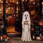 37.4 Inch Halloween Front Porch Decor, Coffee Ghost Wooden Porch Sign - Image 5