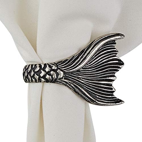 Split P Mermaid Napkin Ring Set of 4, Silver by Split-P