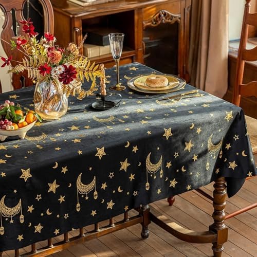 Ramadan Mubarak Tablecloths for Eid Mubarak Decorations Moon Star Table Cloth Rectangle Table Cover for Kitchen Dining Home Party Decorations - Image 2
