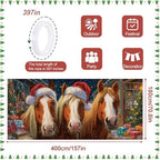 Christmas Garage Door Decorations 6x13FT, Three Horses with Santa Hats, Rustic Barn Holiday Banner for Outdoor Garage Door Cover - Image 4