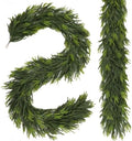N&T NIETING 2 PCS Christmas Norfolk Pine Garland, Real Touch Pine Garlands Faux Greenery Garland Winter Christmas Garland for Table Mantle Fireplace Holiday Indoor Outdoor Xmas Decorations (6 FT) by NTNIETING