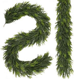 N&T NIETING 2 PCS Christmas Garland Norfolk Pine Garland Real Touch Faux Christmas Greenery Xmas Garland for Mantle, Table Holiday Winter Indoor Outdoor Christmas Decorations (9 FT) by NTNIETING
