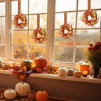 Hoteam 4 Pcs 9 Inch Small Fall Wreath for Cabinet Mini Fall Wreath - Image 4