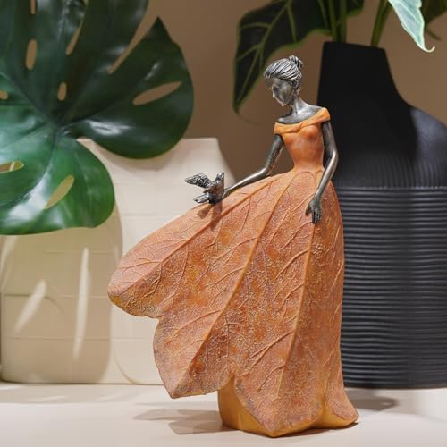 Guichifun Fairy Statue Orange Leaf Angel Girls Fall Decor - Image 4
