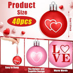 Libima 40 Pcs Valentine's Day Hanging Ball Ornaments Plastic Tree Decorations Valentine Ball Decorative Supplies Painted Love Ornament for Valentine's Day Party Decor,1.97 in(Love) - Image 4