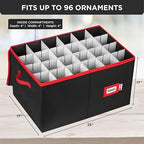 Christmas Ornament Storage Container with Dividers - Box Stores Up to 96 Ornaments, Zippered, Convenient, Adjustable, Large Organizer Bin to Protect Holiday Décor, Fits Most Standard Size, Black - Image 4