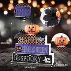 BlcTec Halloween Decorations Indoor, Premium Wood Block Sign with Lighted 3D Letters, Pumpkin, Maples & Berries, Timer Battery Operated Halloween Décor for Home Tabletop, Mantle, Shelf, Tiered Tray - Image 7