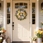 Spring Wreaths for Front Door,Summer Wreath with Rose and Dahlia Flowers,24 Inch Floral Door Wreath for All Seasons Outside Outdoor Indoor Wall Wedding Holiday Home Farmhouse Decor - Image 4