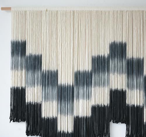 Macrame Wall Hanging Hand Dyed Yarn Wall Art Geometric Decor 57"W*35"L - Image 7