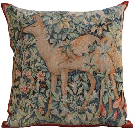 William Morris Two Does In A Forest Tapestry Pillow Cover 19 x 19 in by CCharlotteHomeFurnishings