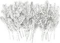24Pcs Snowy Artificial Pine Needles Branches Twigs 10.6" Fake Frosted Pine Picks Greenery Stems Christmas Pine Tree Picks Winter Fir Pine Sprays Sprigs for Crafts Wreaths Garlands Holiday Decor by Kunjocy