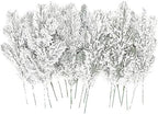 24Pcs Snowy Artificial Pine Needles Branches Twigs 10.6" Fake Frosted Pine Picks Greenery Stems Christmas Pine Tree Picks Winter Fir Pine Sprays Sprigs for Crafts Wreaths Garlands Holiday Decor by Kunjocy