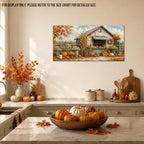 WAXWHELK Fall Canvas Wall Art, Autumn Rustic Farmhouse Painting Pictures of Farm Fresh Stand with Pumpkins and Mums, Thanksgiving Artwork for Living Room Bedroom Home Decor, (24"x47") - Image 3