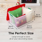 IRIS USA 2-Pack, 94 Qt. Holiday Storage Bin with Lids, Red - Image 2