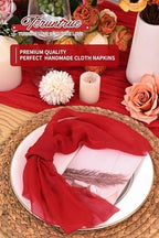 100 Pieces Cloth Napkins Red Dinner Cheesecloth Napkins for Wedding,Wrinkled Cloth Napkins Bulk for Home Party Rustic Table Decoration, 17 x 17 Inch - Image 5