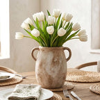 Ceramic Flower Vase with Handles, 7.9in Farmhouse Table Rustic Vases, Waterproof Pottery Clay, Flower Terracotta Vases for Home Decor, Living Room,Table, Handcrafted (Terracotta) - Image 6