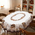 Oval Fall Tablecloth 60x120 Inch, Thanksgiving Autumn Harves Turkey Pumpkin Table Cloth, Waterproof Wrinkle Resistant Table Cover for Fall Decorations Decor by Unknown