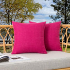 Kevin Textile Outdoor Waterproof 24”x24” Pillow Covers 2 Pack, Hot Pink by KevinTextile