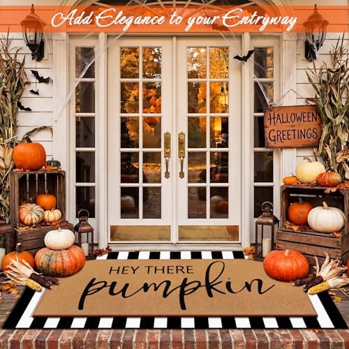 Tinideya 2 Pcs Large Halloween Layered Doormat Pumpkin Front Door Mat - Image 5