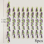 dallisten Wisteria Artificial Flowers Garland, 8Pcs 7.2Ft/Piece Silk Fake Wisteria Vine Kit, Hanging Flower for House Outdoor Garden Ceremony Outside Wedding Arch Floral Decor (8, Purple) - Image 4