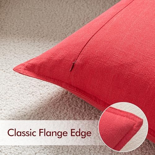 EMEMA Euro Sham Decorative Linen Throw Pillow Covers 24x24 Inch Red - Image 5