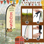 HunnmingRe 2 Set Feather Flag Kit, 8ft Advertising Swooper Flag Banner with Pole and Ground Stake for Business Restaurant Advertising Banner for Outside Ground (Eggs) - Image 3