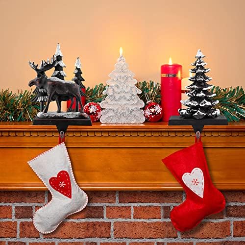 MCEAST 2 Pack Christmas Stocking Holders Reindeer and Christmas Tree with Snowflake Xmas Stocking Hangers Clips Mantle Hooks for Christmas Decoration - Image 4