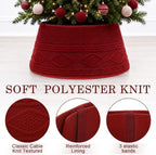Foilswirl Knit Christmas Tree Collar Wine Red Diamond Knitted Skirt 23-30in - Image 6