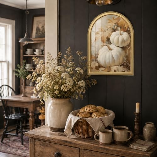 Wheatwin Arched Framed Wall Art Fall Pumpkin Wall Decor for Bedroom - Image 3