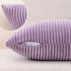 Mecatny Corduroy Decorative Throw Pillow Covers 22x22 Set of 2 Lilac - Image 5