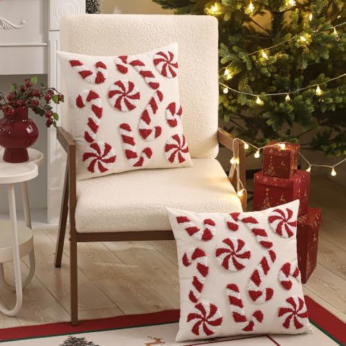 Christmas Candy Cane Throw Pillow Covers 18x18 inch Set of 2 - Image 5