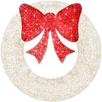 Best Choice Products 30in Pre-Lit Outdoor Christmas Wreath Decoration, LED Metal Holiday Decor for Home w/ 100 Lights, Bow - White/Red by BestChoiceProducts