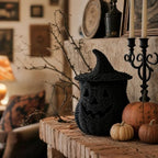 TREBIN 11'' Wicker Pumpkin Lantern Halloween Decor, Handwoven Rattan Halloween Candy Basket Jack O Lantern Candle Holder, Rustic Witch Hat Pumpkin Decoration for Tabletop Porch Mantel (Single-Saffron) - Image 6