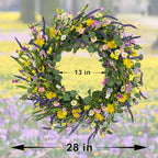 J'FLORU Large Spring Wreaths for Front Door 28 Inch Artificial Spring Wreath Summer Flower Wreath with Daisy and Lavender for Indoor Outdoor Wall Window and Easter Celebration - Image 4