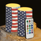 Flameless Candles LED American Flag Decorative Candles Butterfly Print Battery Operated Ornage Flickering Candles with 18-Key Remote Timer Pillar for Home Living Room Party Table Decorations by WelcometoLuarisgur