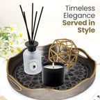 HOME ARCHIVE Round Serving Tray with with Handles Antique Look & Stylish Design Decorative Trays for Kitchen Round Ottoman Tray for Dinning Living Room & Home Decor Pack of 2 (Silver-Gold) - Image 3
