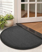 Color&Geometry Outside Front Door Mat, 24"x36" Half Circle Black Grey by COLORG