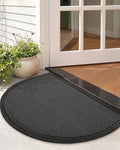 Color&Geometry Outside Front Door Mat, 32"x48" Half Circle Black Grey by COLORG