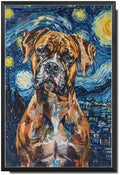 Metal Sign Tin Sign Vintage Wall Art Boxer Night Pup Playful Boxer in A Starry Canvas for Home Den and Seasonal Displays Rustproof Aluminum 8×12 Inches with Metal Frame by YmyooForTinSign