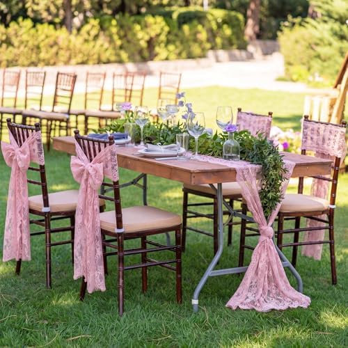 Newwiee 10 Pcs Lace Table Runner Floral, 31.5''x120'', Rose Pink - Image 6