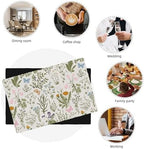 Spring Floral Placemats Set of 6, Natural Garden'S Spring Floral Botanical Butterfly Kitchen Dining Party Washable Table Runner Decor, 12x18 Inches - Image 6