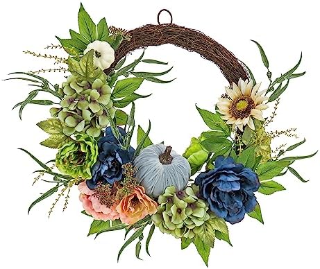 National Tree Company 22-Inch Harvest Wreath with Flowers, Pumpkins, and Greenery - Fall Door Decoration for Autumn and Thanksgiving by Unknown