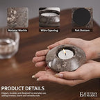 Tea Light Candle Holders Set of 3 – Handcrafted Natural Marble Tealight & Votive Holders in Graduated Sizes (4", 3.5", 3"), Decorative Stone Candle Holders for Home Décor & Table Centerpieces - Image 4