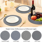 Round Placemats Set of 6 with Holder, Cotton Rope Woven Place Mats, Hot Pads for Kitchen, Heat Resistant Table Mats, 13 Inch Farmhouse Washable Braided Placemat for Kitchen Decor (Dark Gray) - Image 4